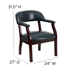 Discount Vinyl Mid Back Luxurious Conference Chair, Navy Office Chairs