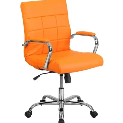 Clearance Vivian Vinyl Swivel Mid-Back Executive Office Chair, Orange (GO2240ORG) Office Chairs