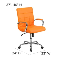 Clearance Vivian Vinyl Swivel Mid-Back Executive Office Chair, Orange (GO2240ORG) Office Chairs