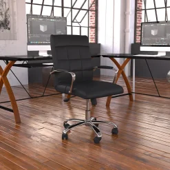 Outlet Vivian Vinyl Swivel Mid-Back Executive Office Chair, Black (GO2240BK) Office Chairs