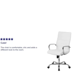 Outlet Whitney Ergonomic LeatherSoft Swivel High Back Executive Office Chair, White/Chrome (GO2286HWH) Office Chairs