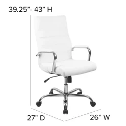 Outlet Whitney Ergonomic LeatherSoft Swivel High Back Executive Office Chair, White/Chrome (GO2286HWH) Office Chairs