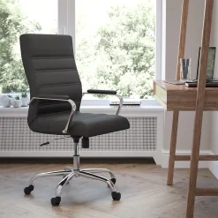 Whitney Ergonomic LeatherSoft Swivel High Back Executive Office Chair, Black/Chrome (GO2286HBK) Ergonomic Chairs