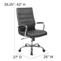 Whitney Ergonomic LeatherSoft Swivel High Back Executive Office Chair, Black/Chrome (GO2286HBK) Ergonomic Chairs
