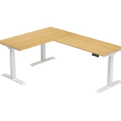 Clearance E7 76"W Electric L-Shaped Adjustable Top Standing Desk, White (E7LW557624BAM) Standing Desks
