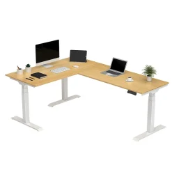 Clearance E7 76"W Electric L-Shaped Adjustable Top Standing Desk, White (E7LW557624BAM) Standing Desks