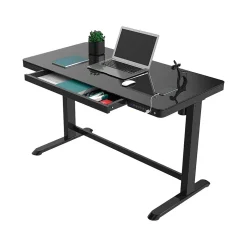 New 48"W Electric Adjustable Glass Top Standing Desk, Black (EG8B-E) Standing Desks