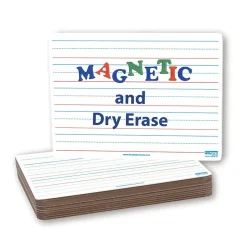 Clearance Ruled Double-Sided Magnetic Dry-Erase Whiteboard, 9" x 12", 12/Pack (FLP10176) Dry Erase