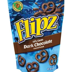 Pretzels<Flipz Dark Chocolate Covered Pretzels Twists, 6 Bags/Box (DCC428)