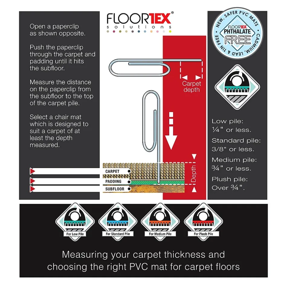 Sale Advantagemat Chair Mat, 48" x 60", Designed for Low-Pile Carpet, Black Vinyl (FR114860LEBV) Chair Mats