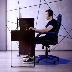 Sale 9Mat Hard Floor Gaming Chair Mat, 38" x 39", Blue Polycarbonate (FC121001009RBL) Chair Mats