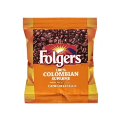 Coffee<Folgers 100% Colombian Ground Coffee Packet, Medium Dark Roast, 1.75 oz., 42/Carton (PRO20022)