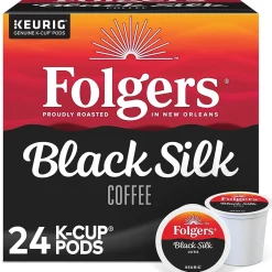 Keurig K-Cups<Folgers Black Silk Coffee Keurig® K-Cup® Pods, Dark Roast, 24/Box (6662)