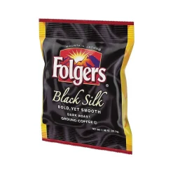 Coffee<Folgers Black Silk Ground Coffee, Dark Roast, 42/Carton (SMU00019)