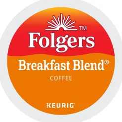 Keurig K-Cups<Folgers Breakfast Blend Coffee, Light Roast, 0.24 oz. Keurig® K-Cup® Pods, 24/Box (000370677/6684)