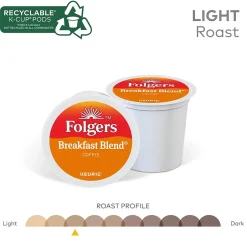 Keurig K-Cups<Folgers Breakfast Blend Coffee, Light Roast, 0.24 oz. Keurig® K-Cup® Pods, 24/Box (000370677/6684)