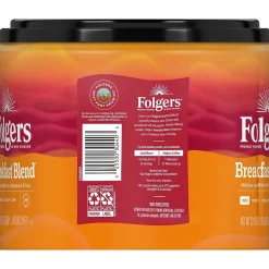 Coffee<Folgers Breakfast Blend Ground Coffee, Light Roast, 22.6 oz. (2550020529)