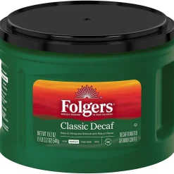 Coffee<Folgers Classic Decaf Roast Ground Coffee, Medium Roast, 19.2 oz. (SMU30406)