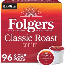 Keurig K-Cups<Folgers Classic Roast Coffee Keurig® K-Cup® Pods, Medium Roast, 96/Carton (204496)