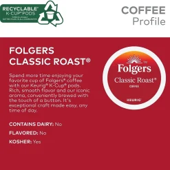 Keurig K-Cups<Folgers Classic Roast Coffee Keurig® K-Cup® Pods, Medium Roast, 96/Carton (204496)