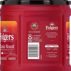 Coffee<Folgers Classic Roast Ground Coffee, Medium Roast, 25.9 oz. Canister (SMU02042/2550030407)