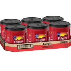 Coffee<Folgers Classic Roast Ground Coffee, Medium Roast, 25.9 oz., 6/Carton (2550030407CT)
