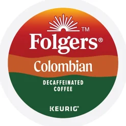 Keurig K-Cups<Folgers Colombian Decaf Coffee Keurig® K-Cup® Pods, Medium Roast, 24/Box (5000053359)