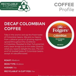 Keurig K-Cups<Folgers Colombian Decaf Coffee Keurig® K-Cup® Pods, Medium Roast, 24/Box (5000053359)