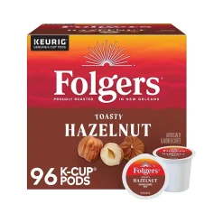 Keurig K-Cups<Folgers Toasty Hazelnut Coffee Keurig K-Cup Pods, Medium Roast, 96/Box (6109CT)