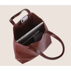 Francine Collection s Made Easy 15.6 Leather Laptop Tote, Brown (FCTBRMADE)