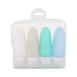 G Force 1.73" 4-Piece Silicone Toiletry Bag Kit, Assorted Colors (26815)