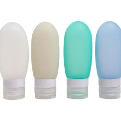 G Force 1.73" 4-Piece Silicone Toiletry Bag Kit, Assorted Colors (26815)