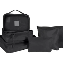 G Force 6-Piece Fabric Travel Pouch Set, Water Resistant, Black (27105-BLACK)