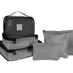 G Force 6-Piece Fabric Travel Pouch Set, Water Resistant, Gray (27105-GREY)