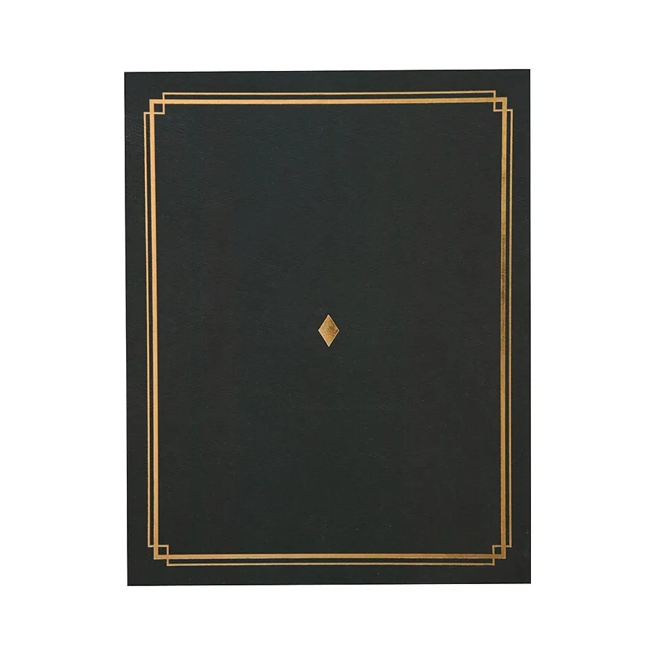 Discount Certificate Holders, 8.5" x 11", Black/Gold, 6/Pack (35003) Awards & Certificates