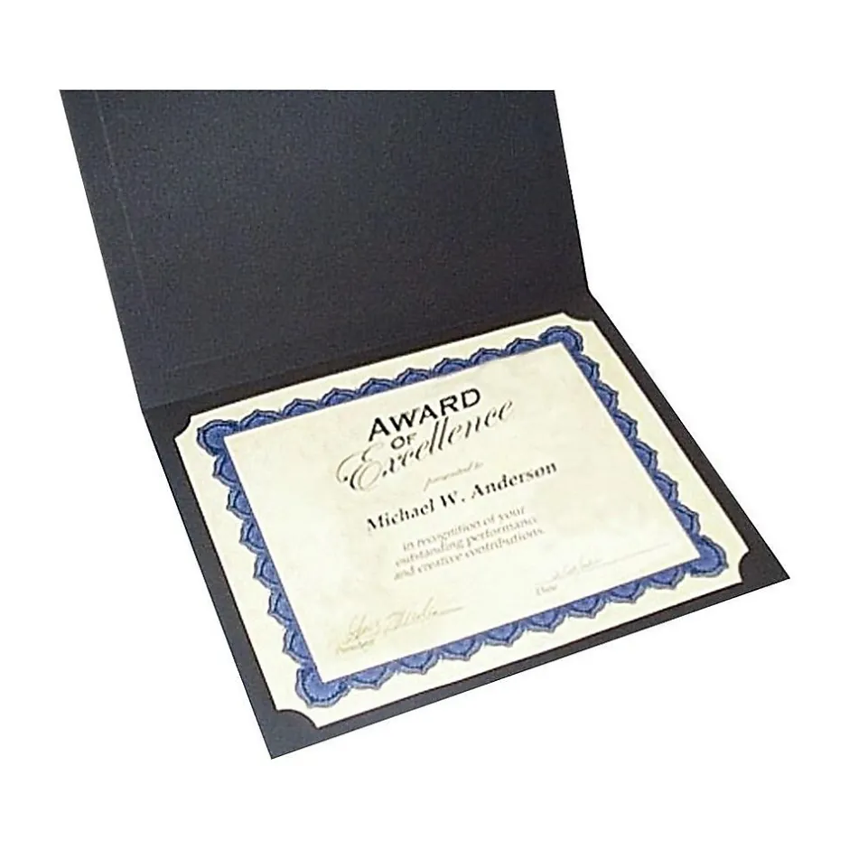 Discount Certificate Holders, 8.5" x 11", Black/Gold, 6/Pack (35003) Awards & Certificates