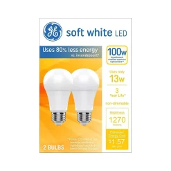 Light Bulbs<GE Basic 13 Watt Soft White LED neral-Purpose Bulb, 2/Pack (93131322)