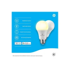Smart Bulbs<GE Cync Wi-Fi 60W Equivalent A19 LED Smart Light Bulb Soft White, 2/Pack (93128963)