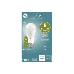 Light Bulbs<GE LED+ Battery Backup 8 Watt Soft White LED neral-Purpose Bulb (93099986)