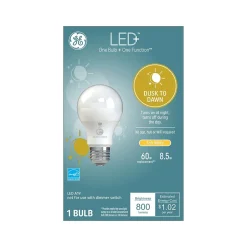 Light Bulbs<GE LED+ Dusk to Dawn 8.5 Watt Soft White LED neral-Purpose Bulb (93101946)