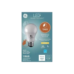 Light Bulbs<GE LED+ Timer 8 Watt Soft White LED neral-Purpose Bulb (93127245)