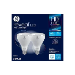 Light Bulbs<GE Reveal 9 Watt Soft White LED neral-Purpose Bulb Bulb, 2/Pack (30691)