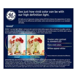 Light Bulbs<GE Reveal 8 Watt Warm White LED neral-Purpose Bulb, 2/Pack (93129441)