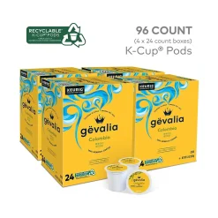 Keurig K-Cups<Gevalia Colombia Coffee Keurig K-Cup Pods, Medium Roast, 96/Box (5304CT)