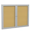Clearance 4' H x 5' W Enclosed Natural Cork Bulletin Board with Satin Frame, 2 Door (PA24860K) Bulletin