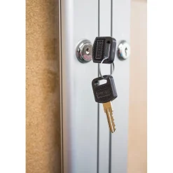 Clearance 4' H x 5' W Enclosed Natural Cork Bulletin Board with Satin Frame, 2 Door (PA24860K) Bulletin