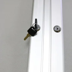 Outlet 4' H x 8' W Enclosed Vinyl Bulletin Board with Satin Frame, 3 Door, Silver (PA34896VX-193) Bulletin