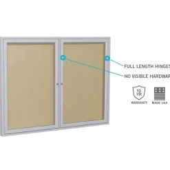 Outlet 4' H x 8' W Enclosed Vinyl Bulletin Board with Satin Frame, 3 Door, Silver (PA34896VX-193) Bulletin