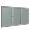 Outlet 4' H x 6' W Enclosed Vinyl Bulletin Board with Satin Frame, 3 Door, Silver (PA34872VX-193) Bulletin
