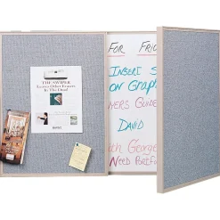 Discount VisuALL PC Whiteboard Cabinet with Fabric Bulletin Board Exterior Doors, Gray (41302) Dry Erase